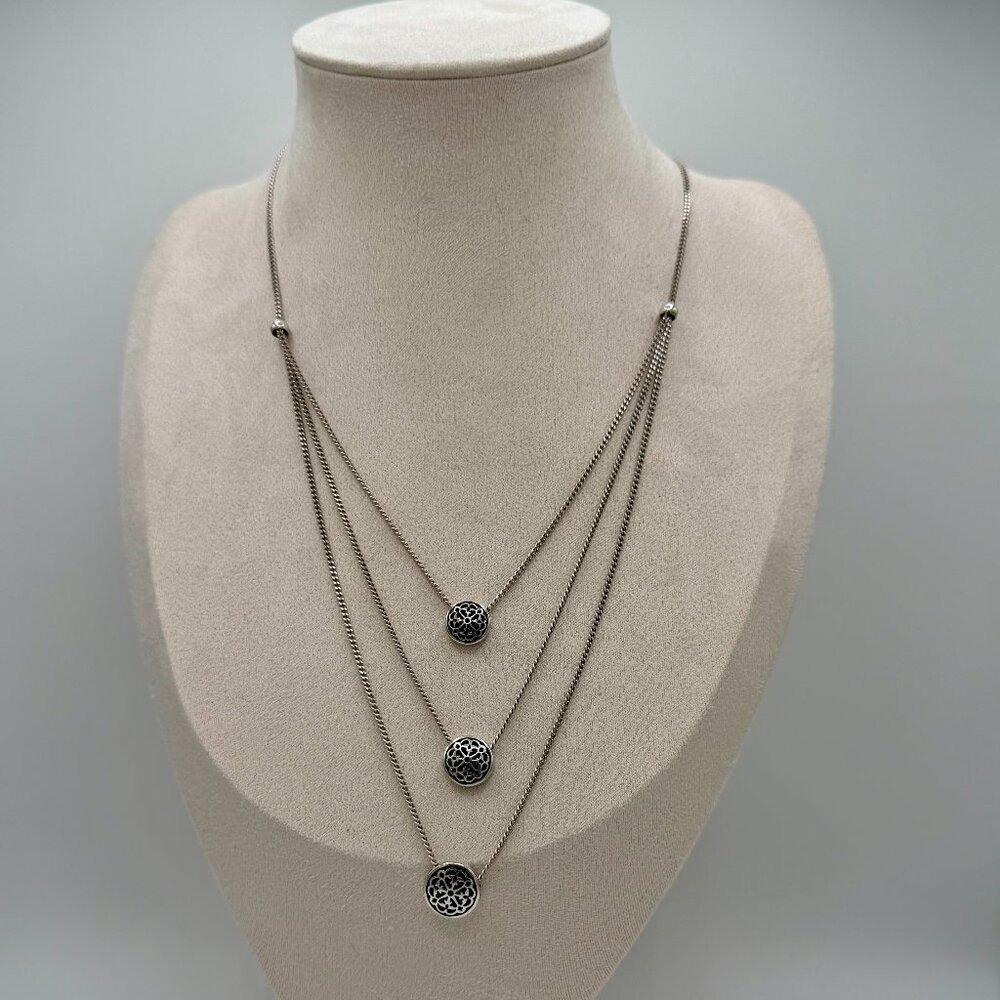 Brighton Three-Layer Necklace | Filigree Disc Pendants | Multi-Chain